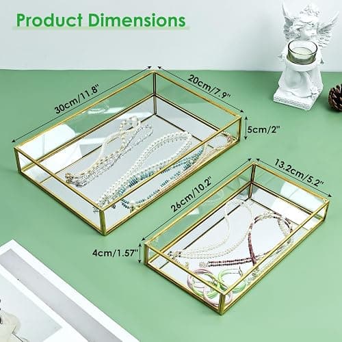 Rectangle Gold Mirror Tray, Decorative Mirror Glass Tray thumbnail 3