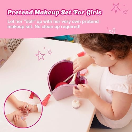 Litti Pritti Toddler Makeup Kit - Pretend Make up 11-Piece Play Makeup Set for Little Girls Age 3 and Up - Kids Cosmetic Bag Includes Brushes, Lipstick, Nail Polish - Pretend Play Toddler Girl Toys thumbnail 3