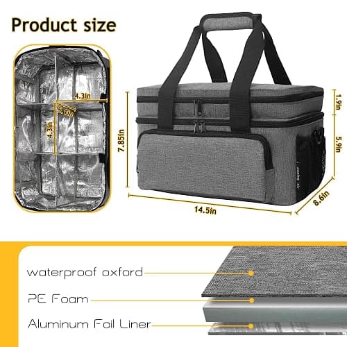Acrylic Paint Organizer Bag - Holds 54 Bottles (2 oz), Art Supply Storage Case with Handle and Shoulder Strap, Extra Pocket for Brushes, Palette Board, Aluminum Foil Liner for Easy Cleaning, Grey thumbnail 6