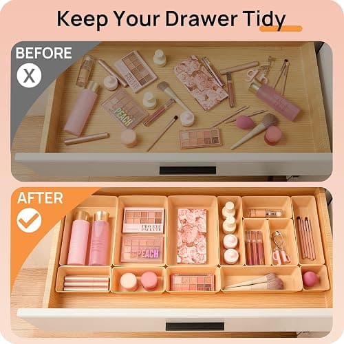 Vtopmart 25 PCS Plastic Drawer Organizers Set, 4-Size Versatile Bathroom and Vanity Drawer Organizer Trays, Storage Bins for Makeup, Bedroom, Kitchen Gadgets Utensils and Office thumbnail 3