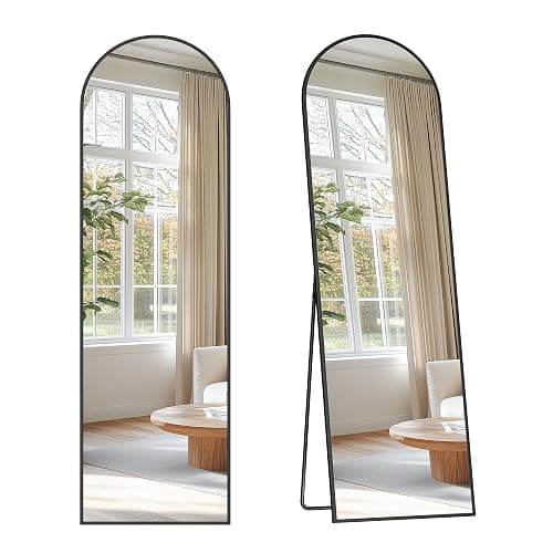 SONGMICS Full Length Mirror, 150 x 40 cm, Arched Full Body Mirror with Stand, Aluminium Alloy Frame, Tempered Glass, for Bedroom, Living Room, Cloakroom, Ink Black LFM035B01 thumbnail 3