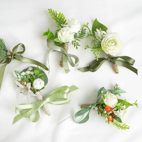 HUIHUANG Sage Green Assorted Satin Ribbon 3/8 inch x 50 Yards - 5 Colors, Perfect for Wedding Decor, Gift Wrapping, Crafts & More thumbnail 2