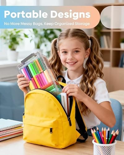 BiuLeon 8 Pack Large Pencil Box Set, Plastic Clear Pencil Case Marker Organizer, Crayon Box Craft Organizers, Stackable Storage Containers with Lid for Pen, Art and Craft Supplies(Grey) thumbnail 2