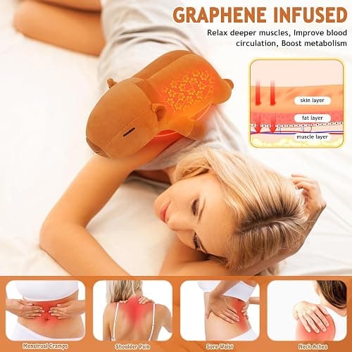 Electric Heating Pad for Cramps & Menstrual Pain Relief,14''Capybara Stuffed Animal Plush Heating Pad,USB Powered Portable Plush Heated Stuffed Animals for Neck/Back/Shoulder,Gift for Women Wife Girls thumbnail 2