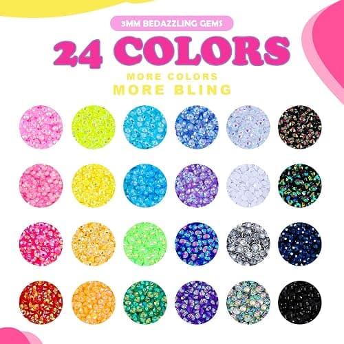CCINPPY Bedazzler Kit, 30000Pcs 3mm Flatback Resin Rhinestones for Bedazzling, 24 Colors Bling Small Bedazzled Gems with Jewelry Glue and Tools for Book Nail Art, DIY Craft Gifts for Women Adults thumbnail 2