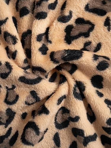 VCM Leopard Print Pants Y2k High Waisted Baggy Trousers Drawstring Fluffy Cheetah Fuzzy Pajama Sleepwear thumbnail 6