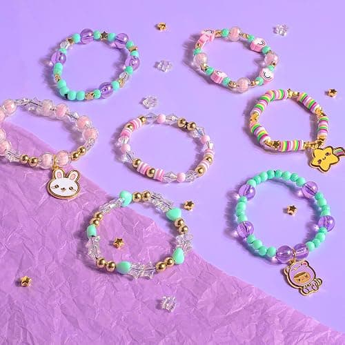 Fashion Angels Kawaii Cuties Bracelet Design Kit, Includes 10 Enamel Charms, Assorted Beads & Elastic String, Trendy DIY Jewelry Kit for Kids, Girls & Boys thumbnail 3