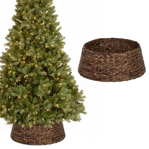 SUNNYPARK Christmas Tree Collar, 23.5’’ Hand-Woven Natural Water Hyacinth Christmas Tree Collar Basket Base Cover - Chestnut Brown thumbnail 7