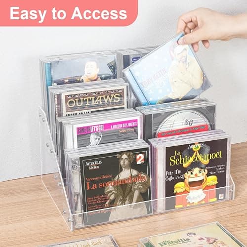 Vowcarol 4-Tier CD Storage Organizer, Dvd Case Holder Organizer CD Holder for 32 CD Jewel Cases thumbnail 6