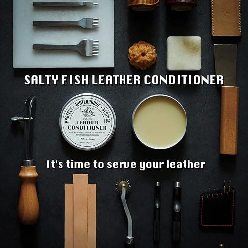 SALTY FISH All-Natural Leather Conditioner and Cleaner,Made with Mink Oil Beeswax,Protect Soften Waterproof Leather Furniture,Car Seats,Shoes,Boots,Bags (3.53 Oz) thumbnail 8