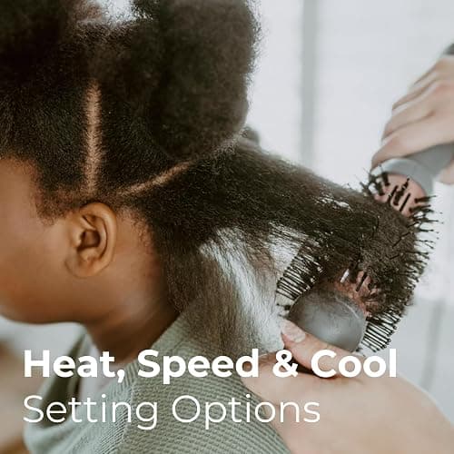 Hairitage Volumizing One Step Blow Dry Brush + Hair Dryer for Curling + Straightening - Ceramic Tourmaline Blowout Brush + Volumizer - Hair Styler for Smooth Shiny, Frizz-Free Styles - Matte Grey thumbnail 5