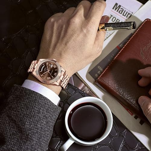 NIBOSI Men Watches Analog Quartz Stainless Steel Rose Gold Silver Watches for Men Waterproof Business Classic Desiger Wrist Watch with Day Date thumbnail 6