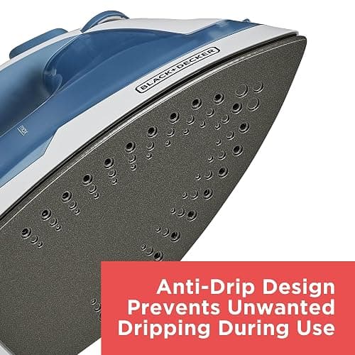 BLACK+DECKER Easy Steam Compact Iron for Clothes, Automatic Shutoff, Nonstick Plate, Light Weight, 1200 Watts thumbnail 9