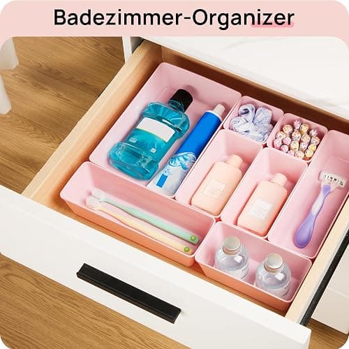 Vtopmart 25 PCS Plastic Drawer Organizers Set, 4-Size Versatile Bathroom and Vanity Drawer Organizer Trays, Storage Bins for Makeup, Bedroom, Kitchen Gadgets Utensils and Office | Plastic storage bins for organizing bathroom, bedroom, kitchen and office drawers. thumbnail 5