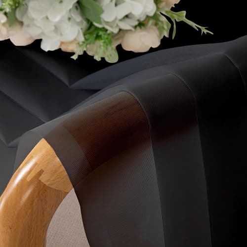 Simplebrand Black Sheer Curtains 84 Inches Long, Light Filtering Rod Pocket Solid Color Window Sheer Curtain Panels, Elegant Curtains & Drapes for Living Room, Bedroom 2 Panels (Black, 42" W x 84" L) thumbnail 7