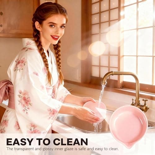 Pink Traditional Matcha Whisk Set, 5 Pcs Japanese Matcha Kit with Chawan Ceramic Bowl with Spout, Chasen Bamboo Whisk and Holder, Scoop, Sifter - Matcha Set Kit Gift for Ceremony Matcha Lattes Lover thumbnail 9