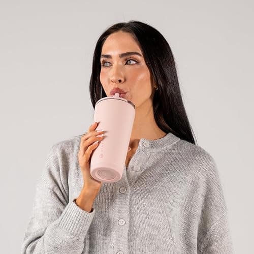HydroJug Everyday Tumbler 20 oz – Ceramic-Lined Insulated Tumbler with Straw and Soft-Touch Lid, Cup Holder Friendly, Double-Wall Vacuum Insulation, Reusable Travel Cup – Dusty Rose thumbnail 6