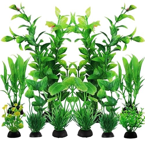 PietyPet Fish Tank Accessories Green Plants, 10pcs Green Fish Tank Decorations, Aquarium Decor Plastic Plants - Image 1