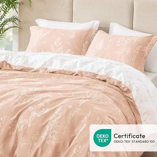 Love's cabin Dusty Rose Pink Twin Comforter Set - Twin XL Size Comforter Set Dorm Bedding, 2 Pieces Cute Floral Bedding, Reversible Flowers Comforter, 1 Comforter & 1 Pillow Sham thumbnail 5