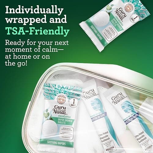 GuruNanda Eucalyptus Vapor Shower Tablets, Clean-Dissolving Aromatherapy Shower Steamers with Eucalyptus & Menthol, Promotes Relaxation, Ideal for Gifting, 10 Count thumbnail 5