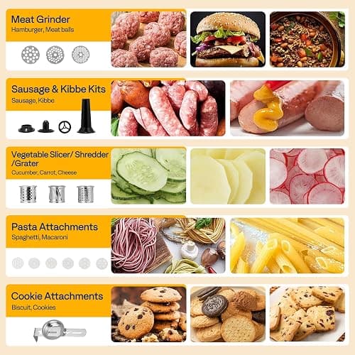 VIVOHOME 9 in 1 Multifunctional Stand Mixer with Fermentation, 6 Speed 7.5 Quart Kitchen Electric Food Mixer with Timer, Meat Grinder, Juice Blender, Vegetable Slicer, Pasta and Cookie Maker, Black thumbnail 6