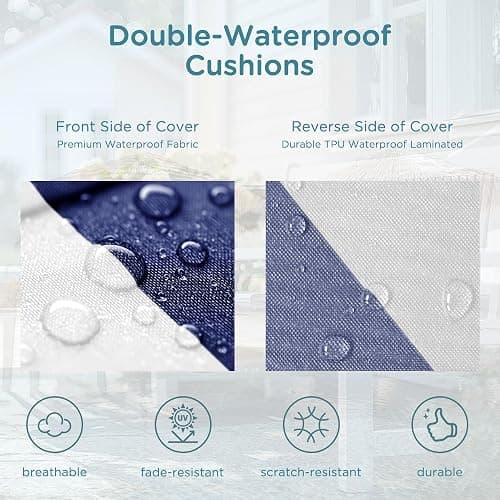 Codi Outdoor Bench Cushion 36 inch, Double Waterproof Patio Furniture Cushions Replacement for Swing, Porch, Couch, 36x18x3'', Breton Stripes - 36 x 18 In - Cabana Navy thumbnail 3