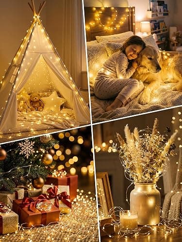 btfarm 4 Pack Fairy Lights Battery Operated, 16FT 50 LED Twinkle Lights | Timer Dimmable, USB Powered String Light, 8 Mode Cuttable Wire Light Waterproof for Christmas Indoor Bedroom, Warm White thumbnail 6