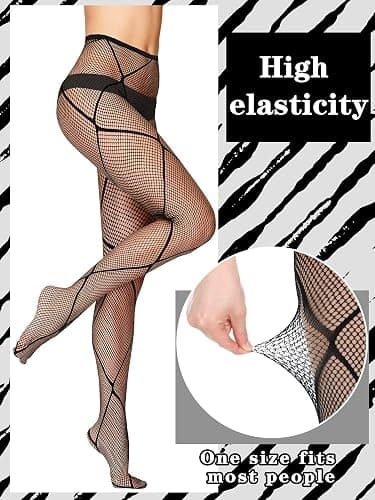 ramede 10 Pairs Fishnet Thigh High Stockings for Women Lace Mesh Fish Nets Tights High Waist Fishnet Leggings Pantyhose thumbnail 2
