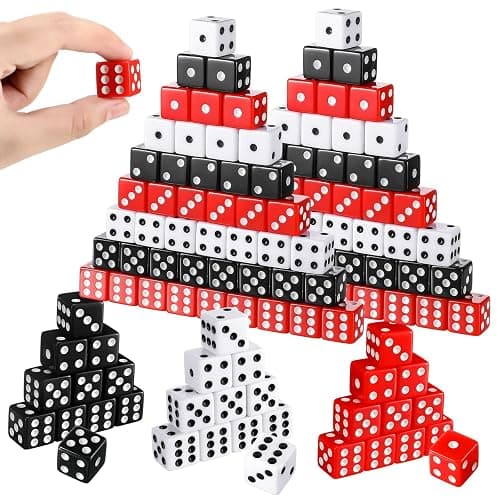 Poen 150 Pcs Dice Set 16mm Standard Game Dice Bulk Black White Red Acrylic Casino 6 Sided for Casino Night Party Decor, Craps, Board and Tabletop Games - Image 1