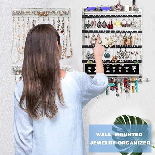 QILICHZ Wall Jewelry Organizer Set of 3 Jewelry Holder Jewelry Organizer Wall Mounted Wood Hanging Jewelry Wall Organizer Rustic Jewelry Hanger for Jewelry Storage Display thumbnail 4