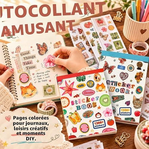Domefahaso Livre d'autocollants pour Adultes avec Plus de 2300 Autocollants, Sticker Book & journaling avec Autocollants pour Scrapbooking et journaling thumbnail 2