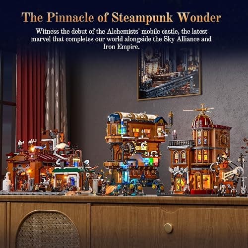 Lumibricks Mecha-Alchemist's Moving Castle Lighting Building-Bricks Set, 2690 Pcs Gearwerk Alchemy Lab Collection Display Set for Adults and Steampunk Lovers thumbnail 7