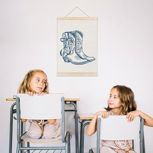 Welshower Western Cowgirl Poster Hanger Frame, Vintage Blue Coquette Bow Cowgirl Boots Western Wall Art Prints Decor for Home Girls Room Bedroom Dorm Apartment Framed, 12x16 Inch thumbnail 4