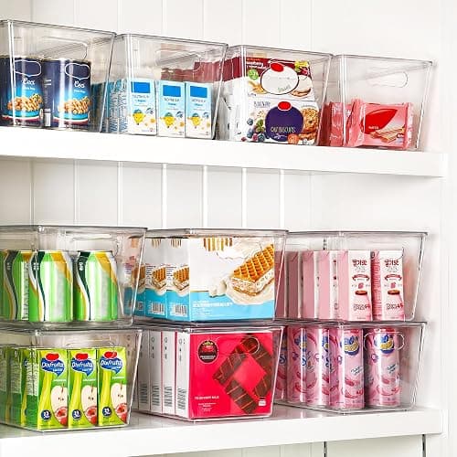 Vtopmart 6 Pack Clear Stackable Storage Bins with Lids, Large Plastic Containers with Handle for Pantry Organizer and Storage,Perfect for Bathroom,Cabinet,Kitchen,Fridge,Closet Organization thumbnail 2