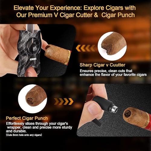 Multifunctional Cigar Accessories, 5-in-1 Kit - V Cigar Cutter, Cigar Draw Enhancer Tool, Cigar Ashtray, Cigar Holder, Cigar Punch, with Accessory Bag for Smoking, Travel, Outdoor, Cigar Gifts for Men thumbnail 5