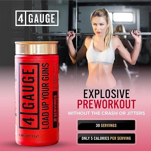 4 Gauge Natural Preworkout Without The Jitters | 30 Servings | Nitric Oxide Booster | L-Citrullline, L-Carnitine, Creatine | No Artificial Ingredients | Frozen Lemonade thumbnail 12