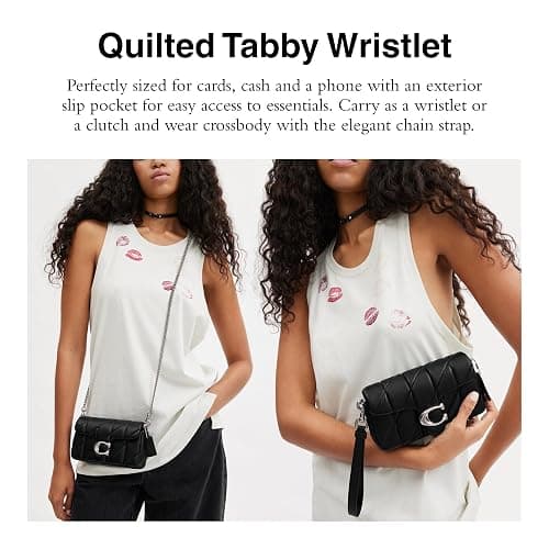COACH Quilted Pillow Leather Tabby Wristlet with Chain thumbnail 2