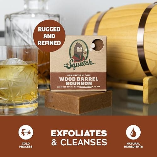 Dr. Squatch Natural Bar Soap for Men - Cold Process Soap with No Harsh Chemicals - Wood Barrel Bourbon (5 oz, 3-Pack) thumbnail 4