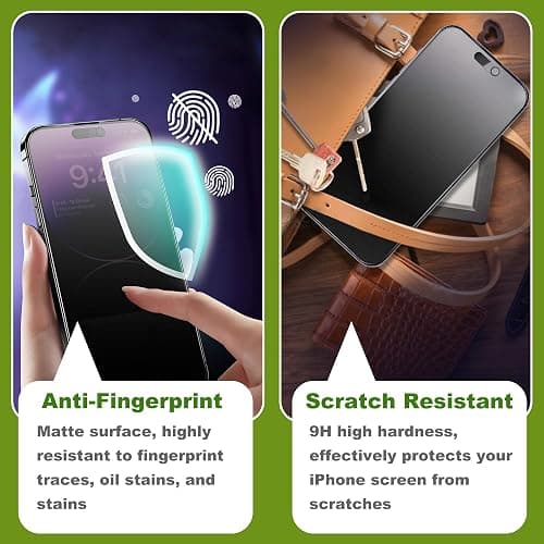 KUARMOR 2 Pack Matte Privacy Screen Protector for iPhone 17 Pro Max 6.9",Anti-Glare Anti-Spy Scratch Resistant Tempered Glass Film,Smooth Responsive Touch Anti-Scratch Glass，Easy to Install thumbnail 5