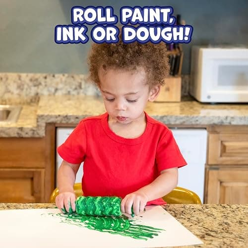 READY 2 LEARN Paint and Dough Texture Rollers, Set of 4 | Patterned Rolling Pins for Kids, Craft Accessories and Art Tools, Original Colors thumbnail 3