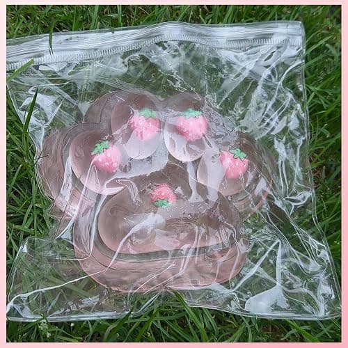 Chicooan Large Cat Paw Taba Squishy Big Squeeze Toys 5-inch Strawberry Pink Cute Fufu Squishy Sensory Stress Relief Fidget Toys for Party Favors Sensory Anxiety Toys for Adults (Strawberry) thumbnail 2