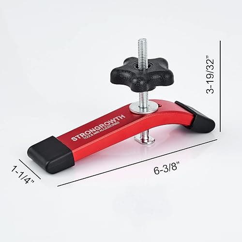 STRONGROWTH T track Hold Down Clamps - Double Cut Profile Universal T-Track Clamps, 6-3/8"L x 1-1/4"W -Woodworking and t slot clamp - Fine Sandblast Anodized - Red Color-2PK thumbnail 2