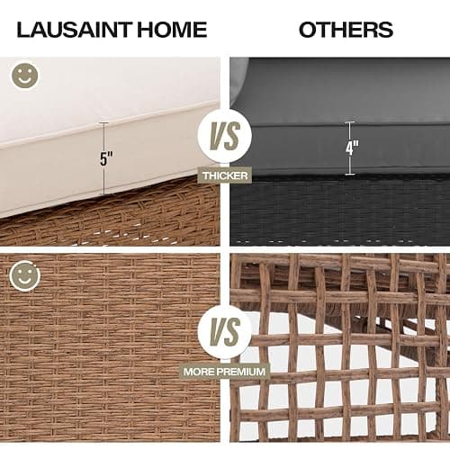 LAUSAINT HOME Outdoor Patio Furniture, 8 Piece Outdoor Sectional Sofa PE Rattan Wicker Patio Conversation Sets,All Weather Patio Furniture Set with Thick Cushions for Garden, Poolside, Backyard(Beige) thumbnail 4
