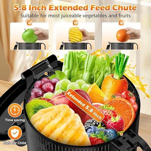 Juicer Machines with 5.8" Large Feed Chute, Cold Press Juicer for Whole Vegetables and Fruits 400W, Slow Masticating juicer Easy to Clean Juice Extractor Machine High Juice Yield thumbnail 2