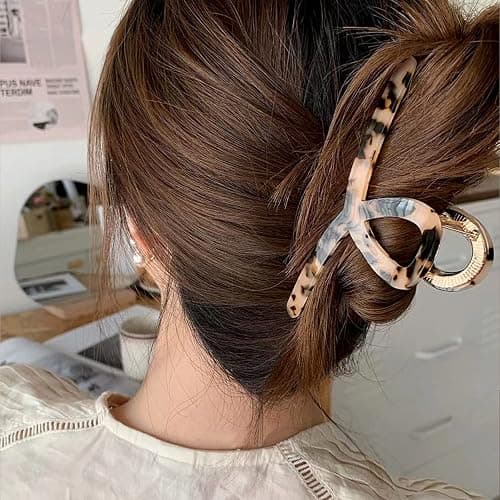 Big Hair Claw Clips Butterfly Hair Clips for Women 4.7" Large Acetate Metal Hair Claw Clip for Girls Hair Accessories for Long Thick Hair (Light leopard) thumbnail 5