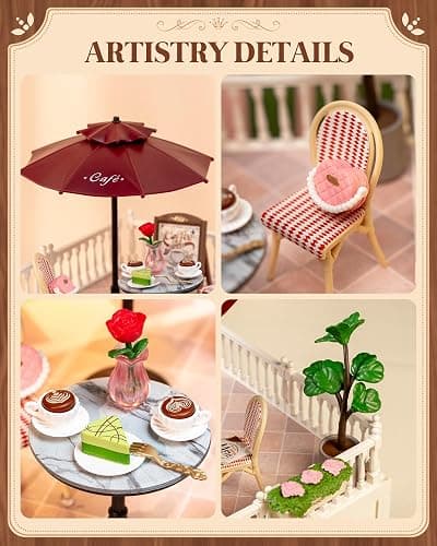 Rolife Super Creator Accessories Chic Café Terrace, Tiny House Building Blocks for Little Dolls, DIY Plastic House Model Building Kits for Teens, DIY Crafts/Hobbies for Adults (Chic Café Terrace) thumbnail 7