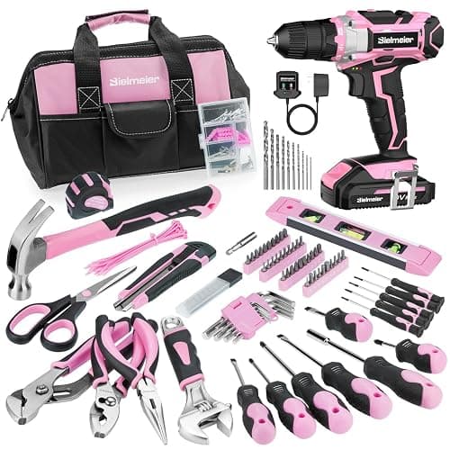 Bielmeier 20V 236Pcs Cordless Pink Drill Set for Women, Lady’s Essential Home Tool Kit with Pink Bag, Perfect DIY Electric Screwdriver Set for Home Repair & Gifts - Image 1