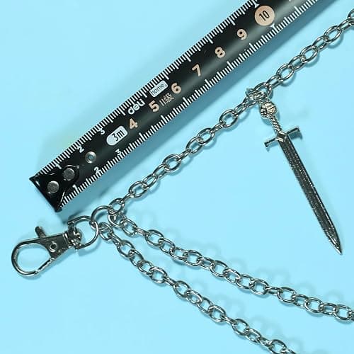 Punk Pants Chain,Gothic Goth Hip Hop Rivet Charm Layered Wallet and Jeans Link Chain, Vintage Rock Jewelry for Men and Women (Sword Layered) thumbnail 4