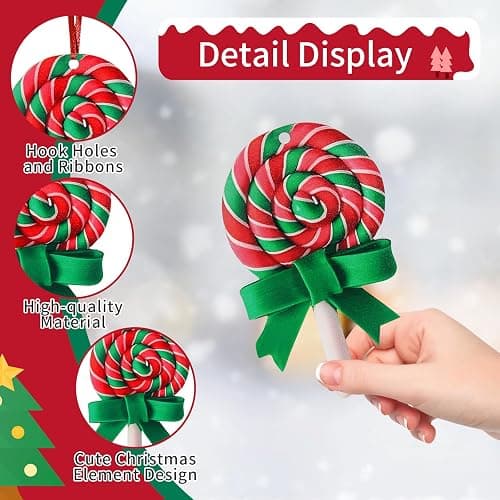 16PCS Christmas Lollipop Ornaments, Cane Hanging Christmas Ornaments Colorful Peppermint Candy Ornaments for Xmas Tree Party Home Party thumbnail 3