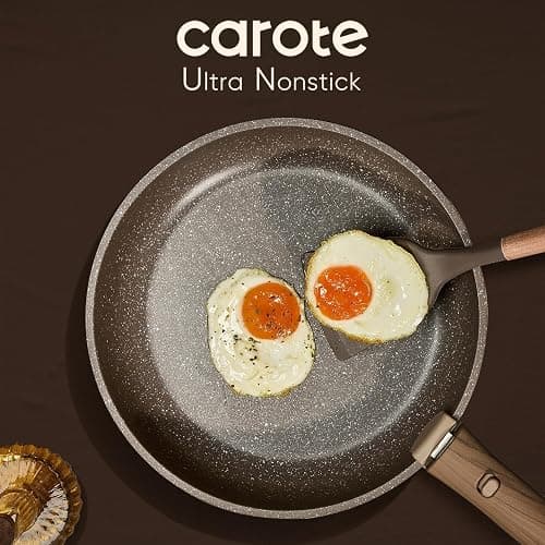 CAROTE 17PCS Pots and Pans Set Non Stick with Detachable Handle, Nonstick Cookware Sets, Cooking Kitchen Set, Oven/Dishwasher Safe, Induction Cookware, Brown, RV Kitchen Pot and Pan thumbnail 3